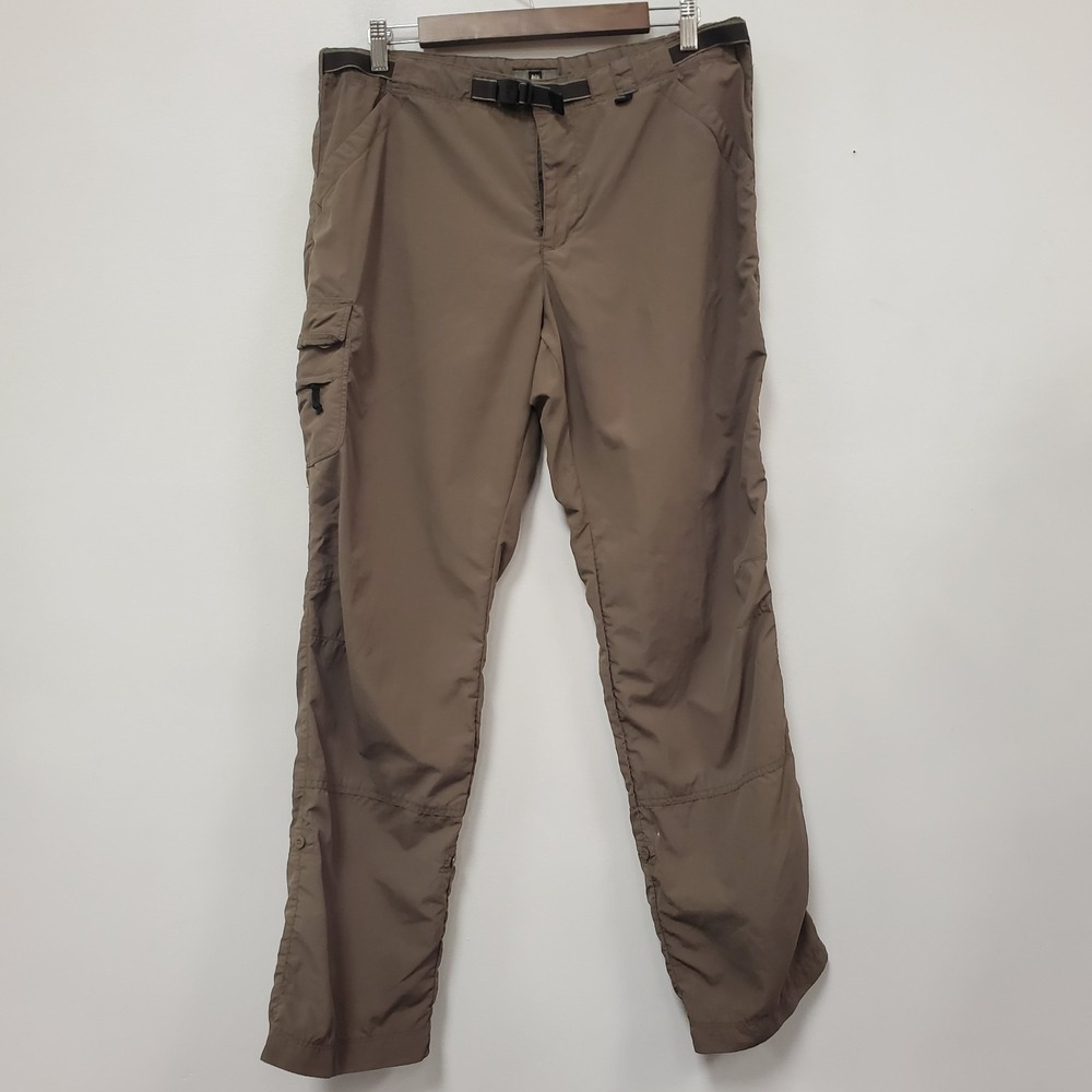 Rei Womens UPF30 Nylon Straight Leg Hiking Pants Size 12 Brown Outdoor Roll Hem